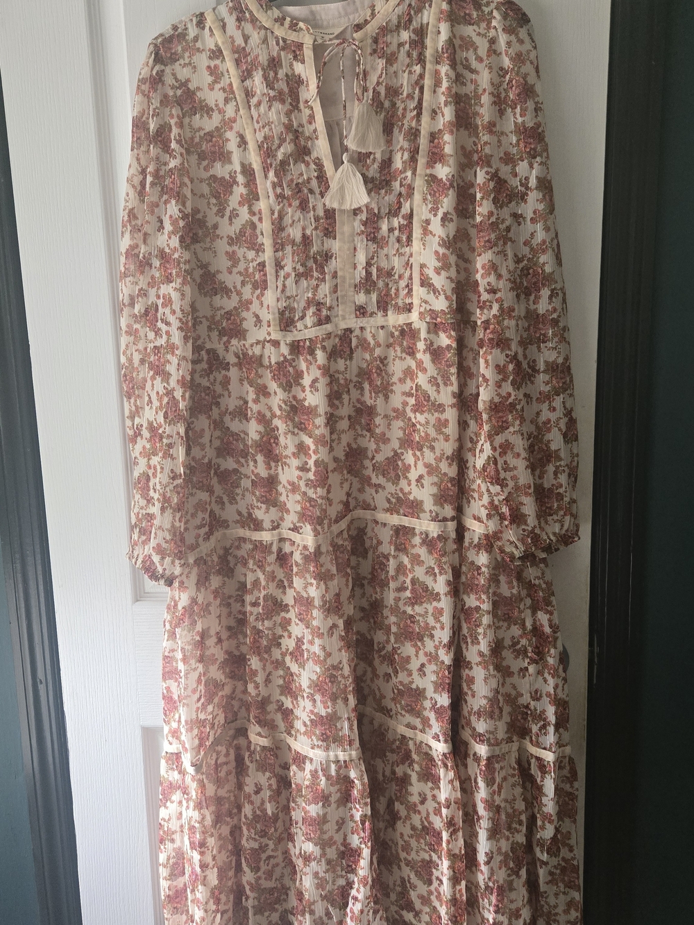 Lucky Brand Floral Maxi Dress in Cream and Rose